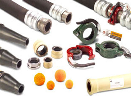 Concrete pump hose fittings and accessories