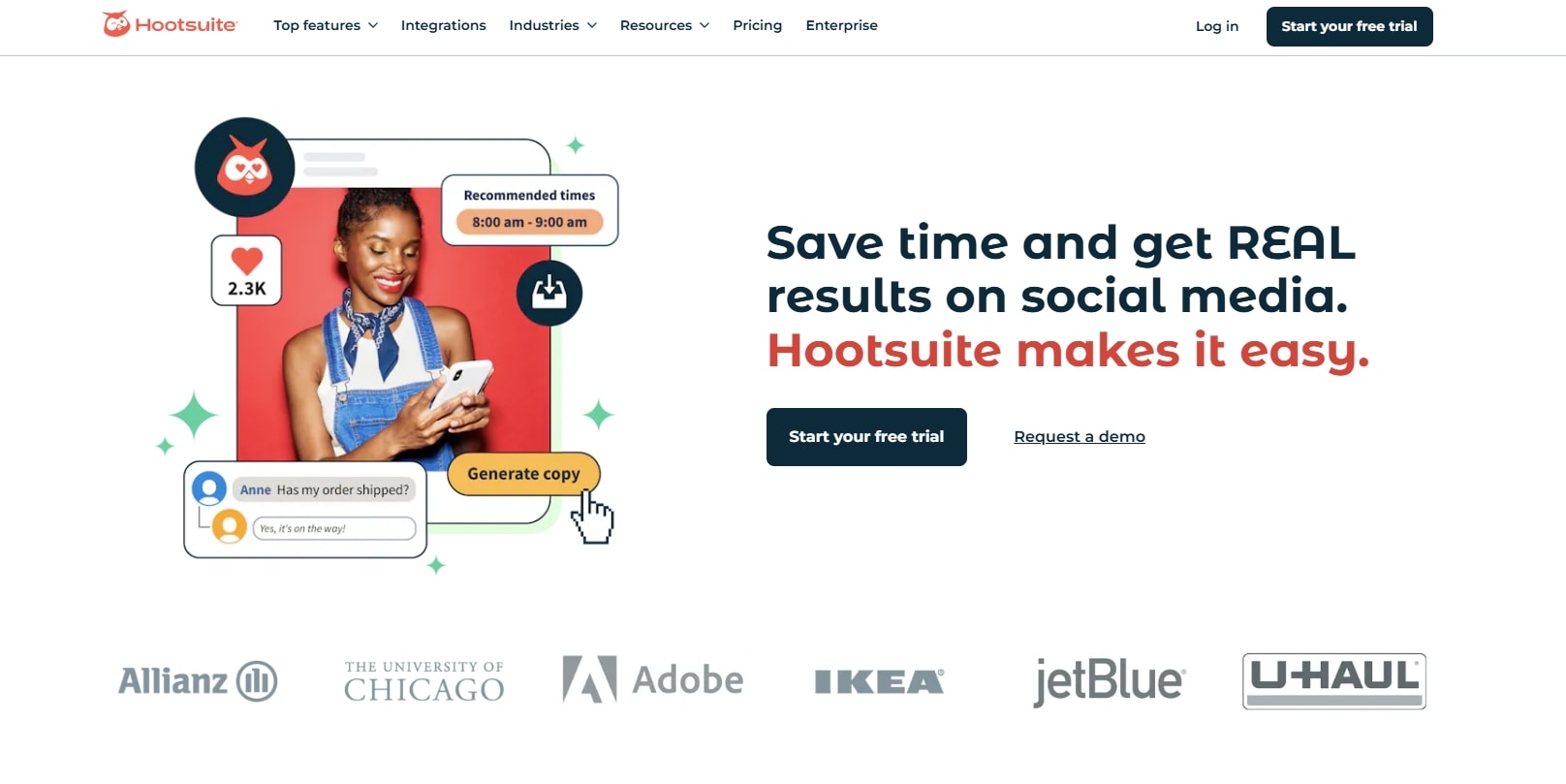 hootsuite landing page