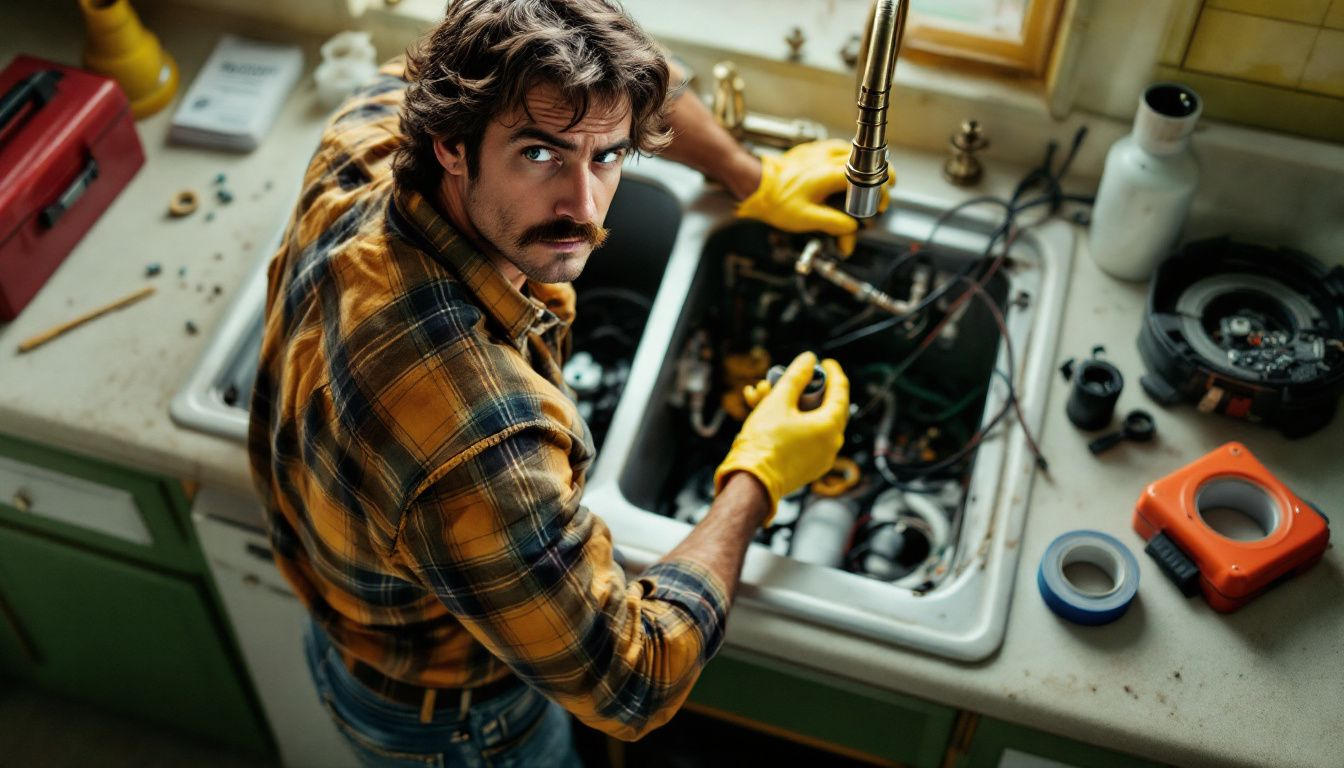 A person replacing a water filter cartridge in a kitchen sink.