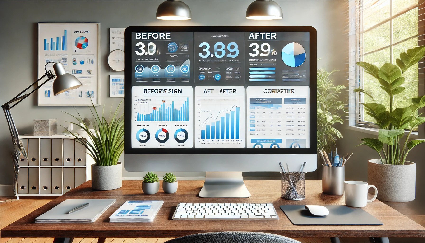 Computadora mostrando análisis comparativos de resultados de diseño web | PosicionaDigital