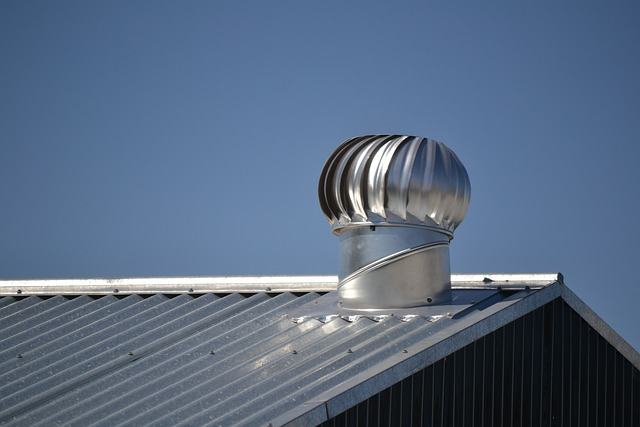 Metal Roof with a Whirly Bird for ventilation. 