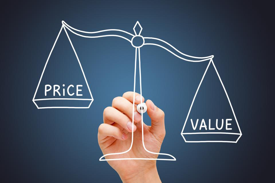 an image of Price and Value on a scale