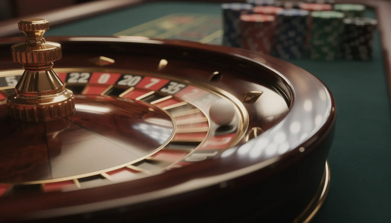 Ett elegant roulettehjul snurrar med spelmarker i bakgrunden, vilket skapar en atmosfär av spänning och spelglädje. Hos Flax Casino kan du uppleva denna klassiska casinospel med en svensk licens och olika insättningsmetoder som Swish och Trustly.