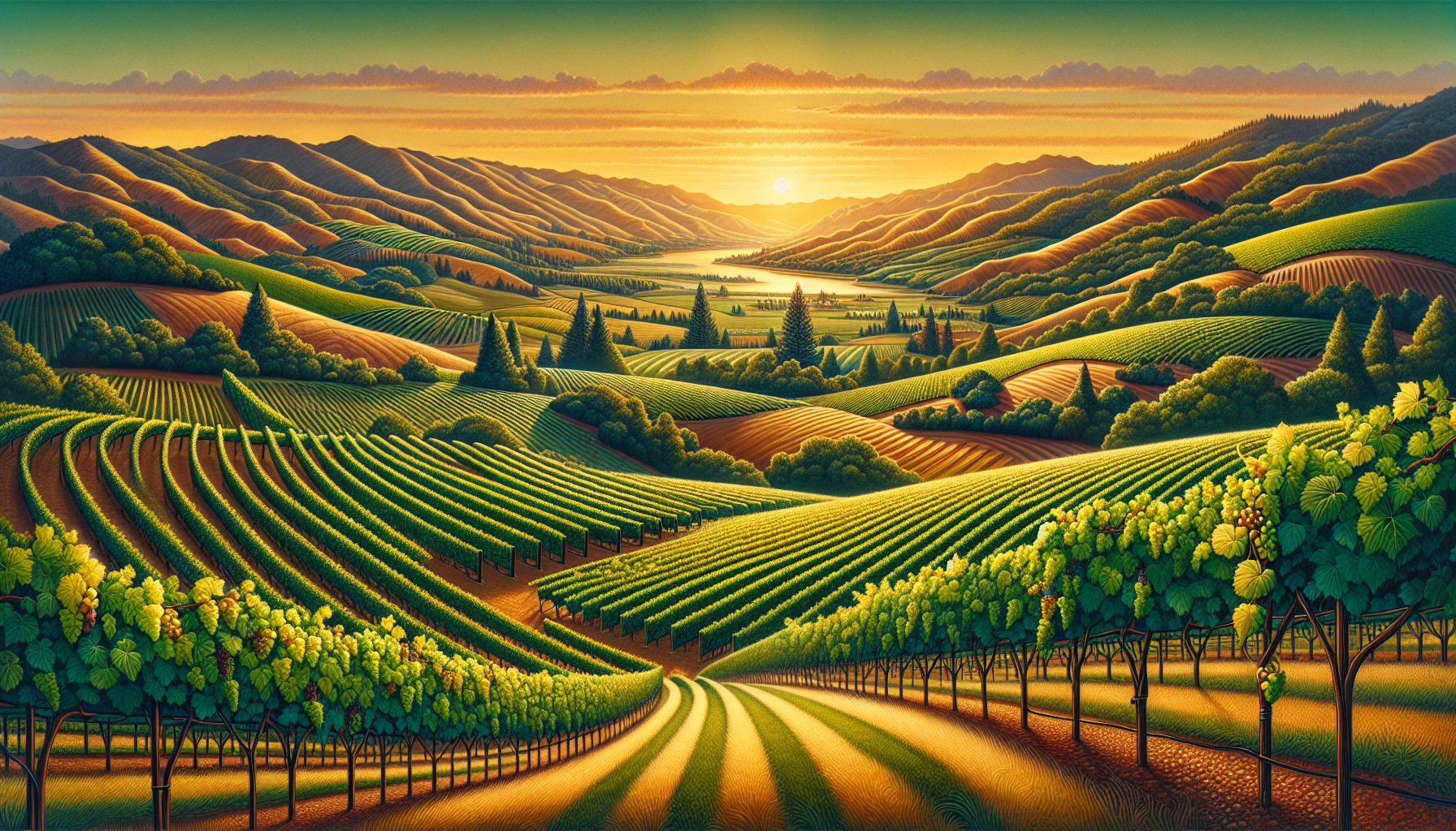 Illustration of Napa Valley vineyards demonstrating different terroirs.