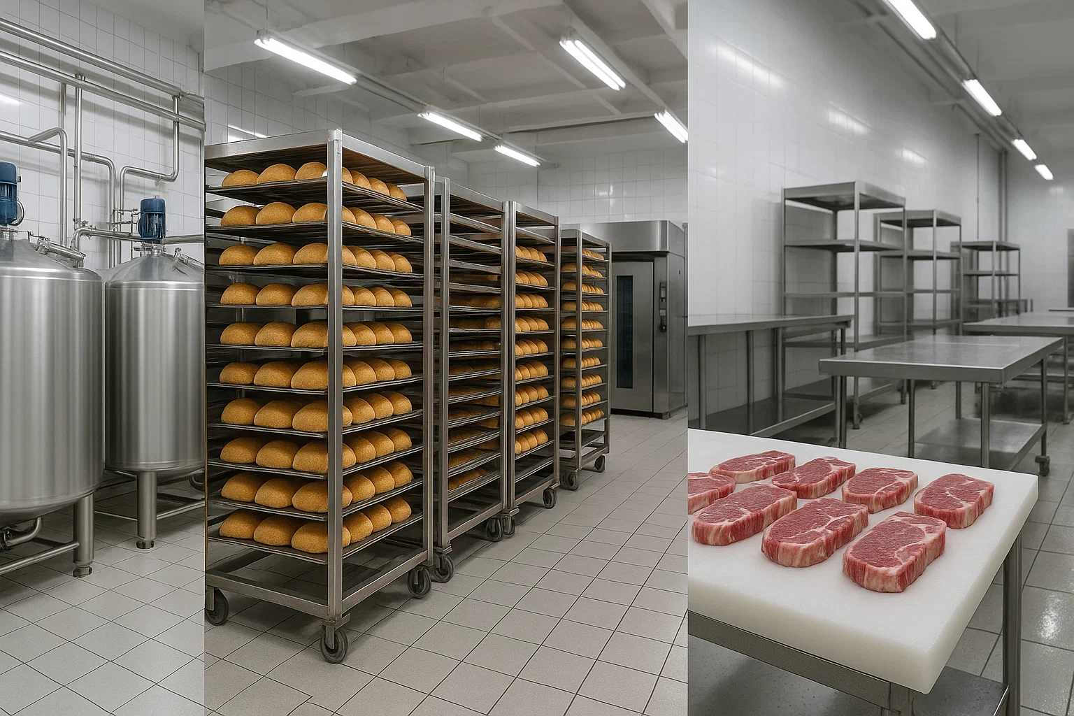 Multiple stainless steel applications across UK food processing sites.