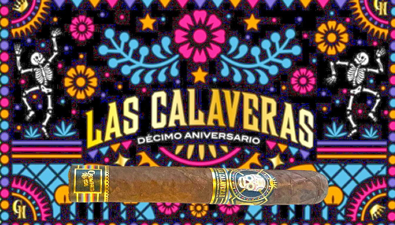 The 2024 Las Calaveras Décimo Aniversario cigar, showcasing its unique packaging.