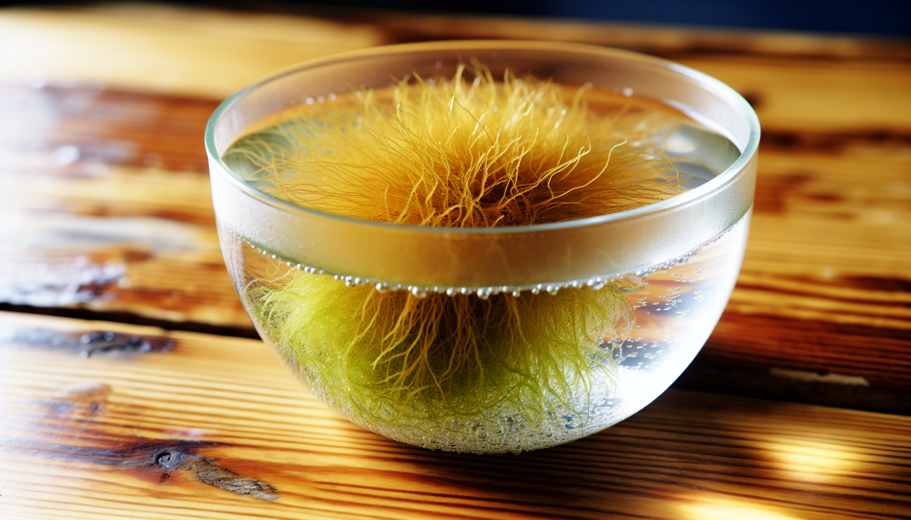 Soaked sea moss in a bowl of water