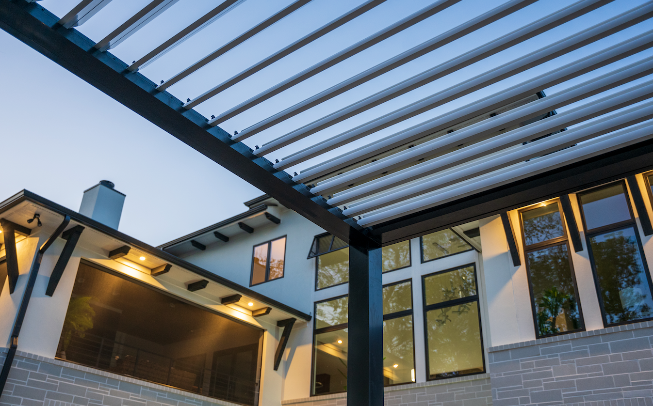 Open louvers on the pergola