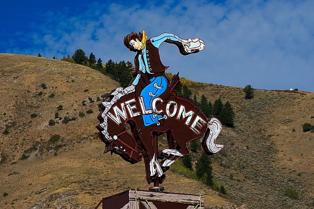 jackson cowboy sign, sign, welcome