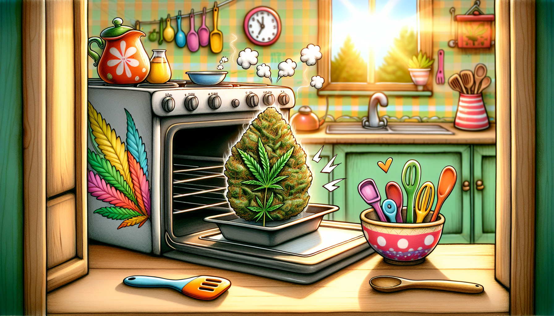 An illustration depicting the decarboxylation process of cannabis.