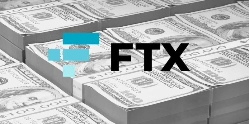 An image displaying US dollars with FTX logo. 