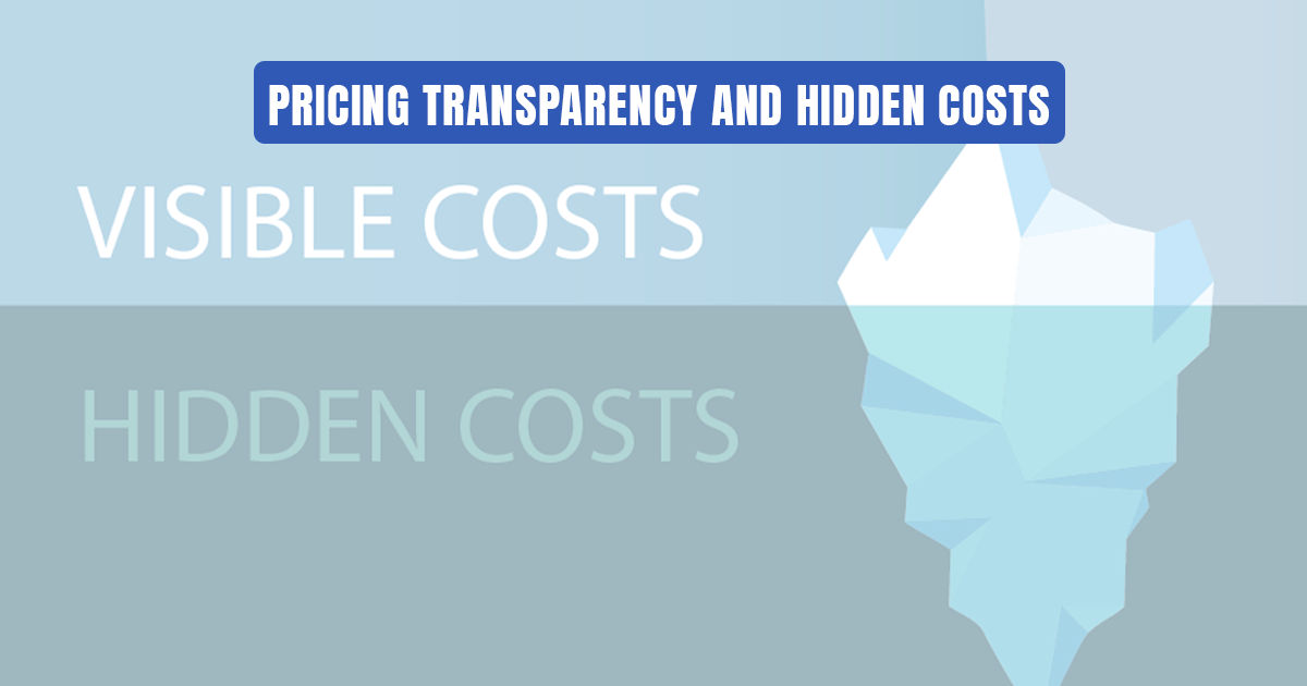 Iceberg graphic showing visible and hidden pricing costs.