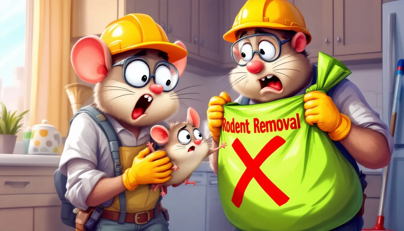 A person handling a dead rodent with gloves, demonstrating safe disposal practices.