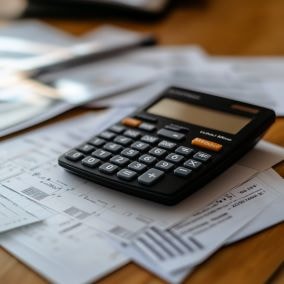 calculator sitting on table