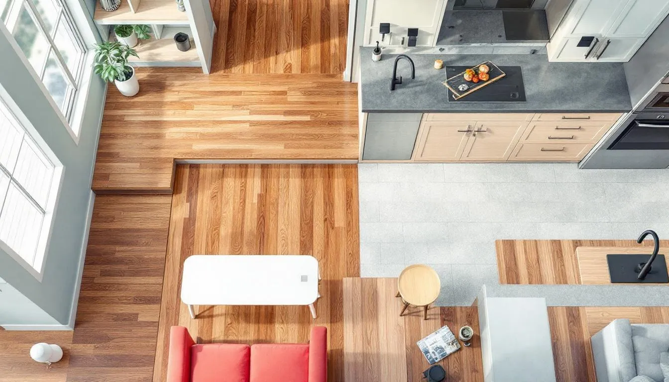 Quality flooring and fixtures displayed in a home renovation project, highlighting the importance of choosing durable materials.