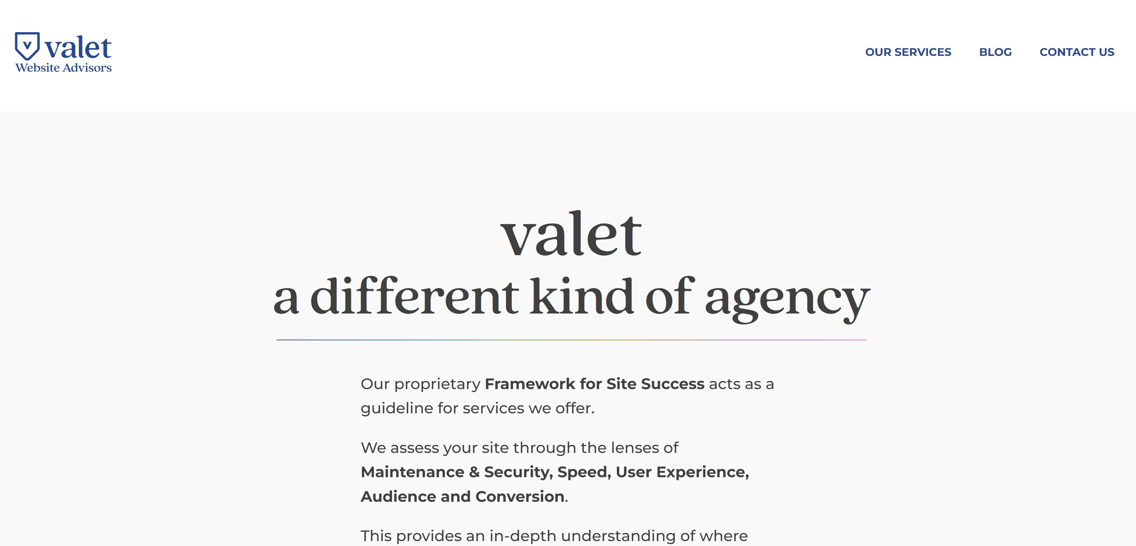 Valet homepage