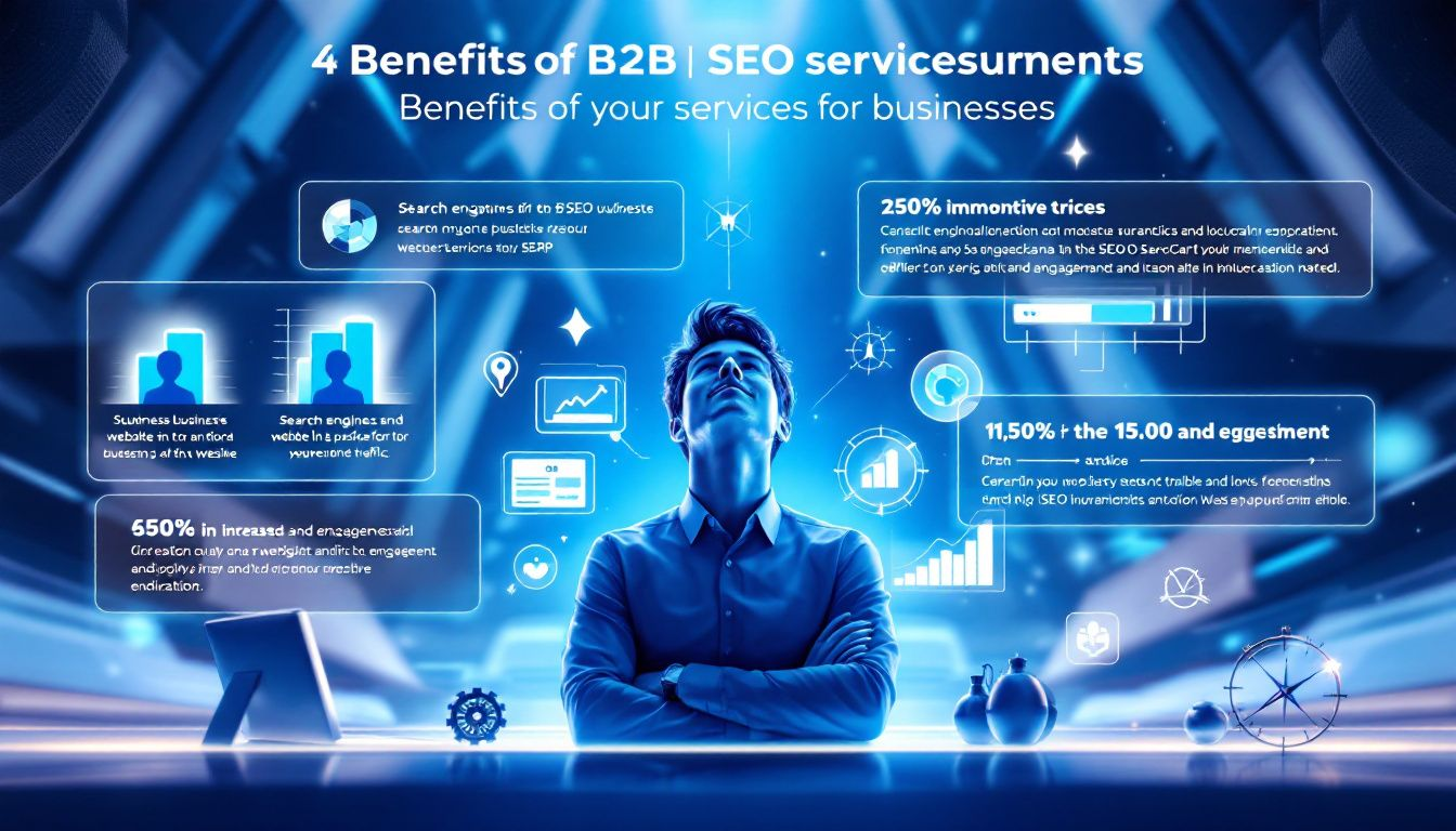 An infographic showing the benefits of B2B SEO services for businesses.