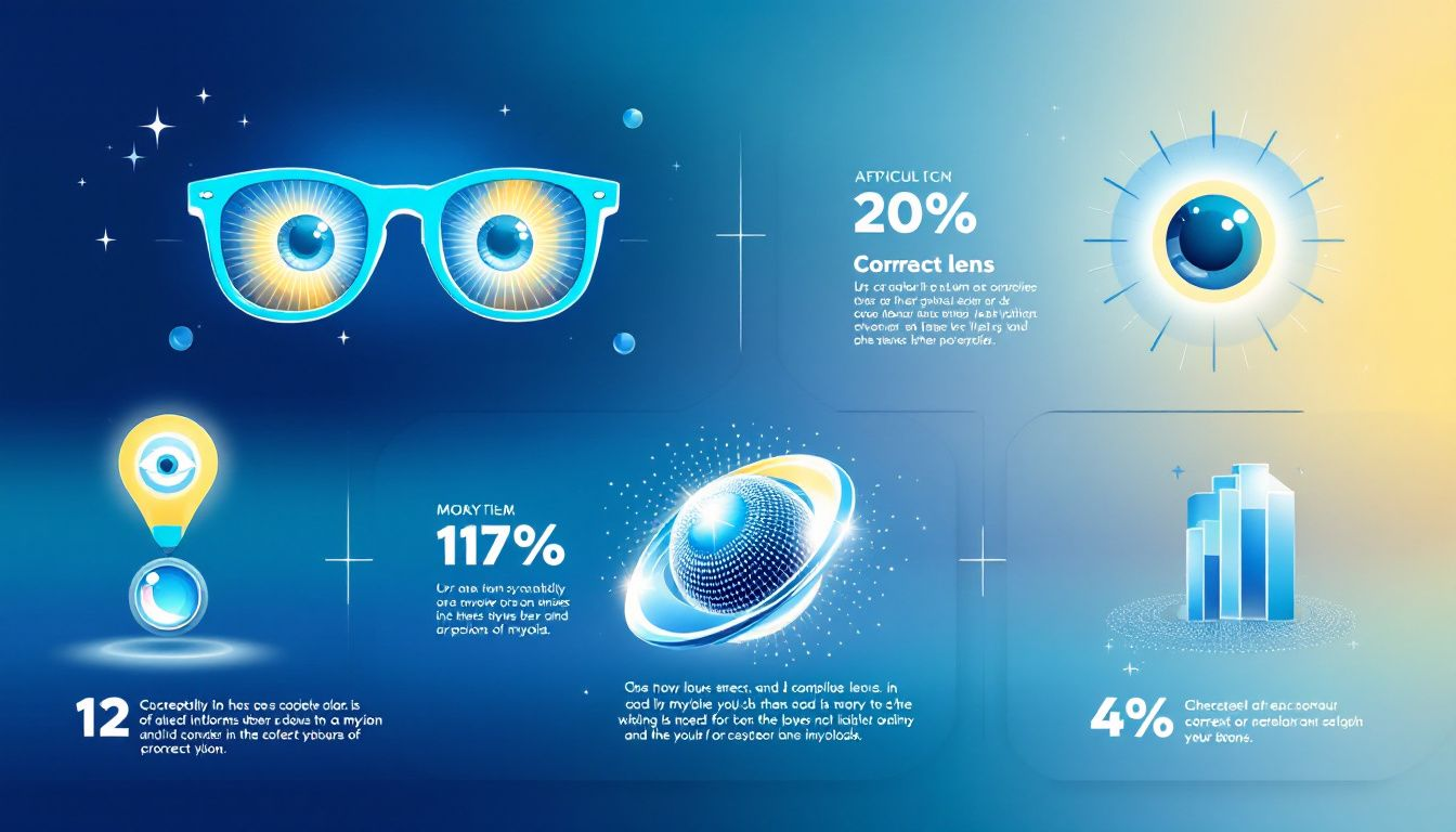 Different corrective options for myopia, including glasses and contact lenses.