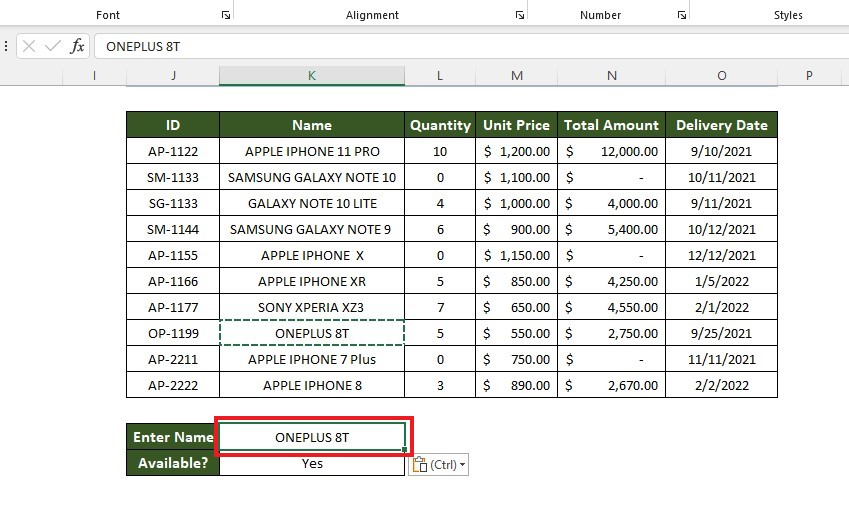 Press the enter key and type the lookup value you want ahead of the IF and VLOOKUP formula cell.