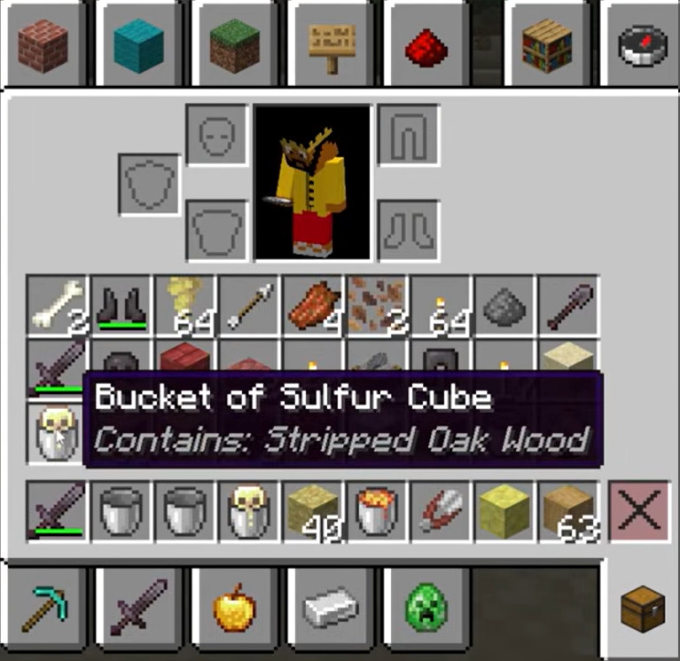 bucket of sulfur cube minecraft