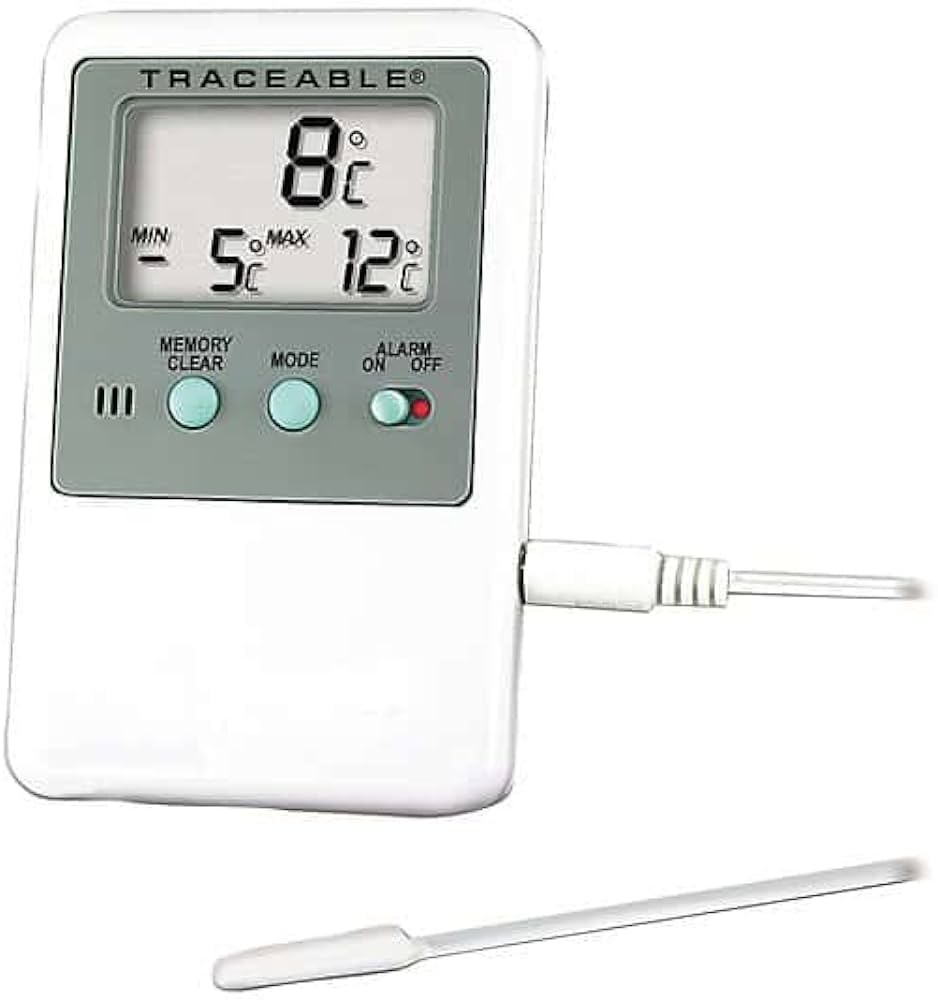 A digital thermometer with a traceable calibration document