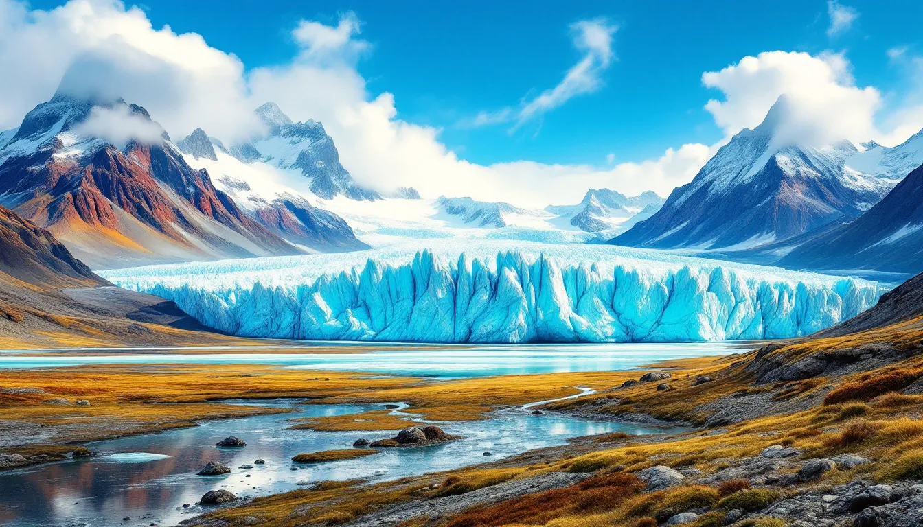 A collage of top destinations in Patagonia, including glaciers and national parks.