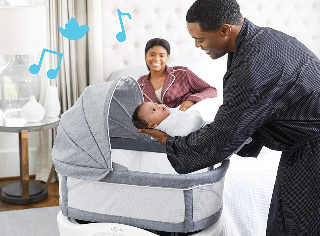  Graco Sense2Snooze Bassinet with soothing sounds Best smart bassinet with storage pockets Great for Graco pack n play 