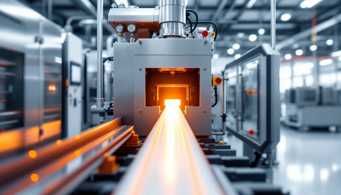 An overview image of the plastic profile extrusion process.