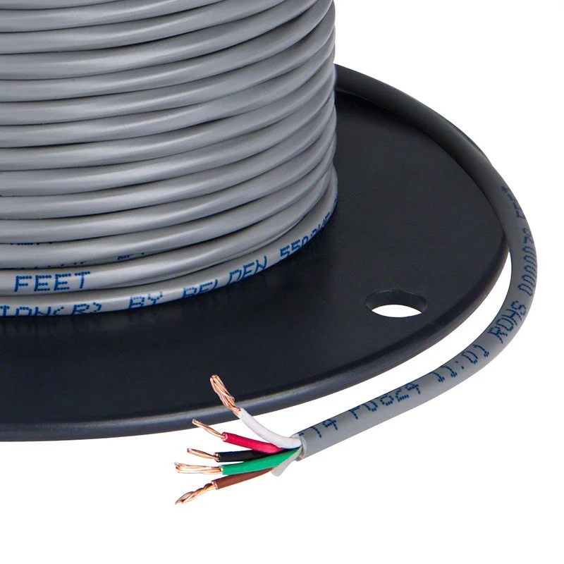 Jacketed 22 gauge wire from https://www.superbrightleds.com/pvc-jacketed-5-conductor-22-awg-power-wire-pp-frpvc-gray-wp22-5cmr
