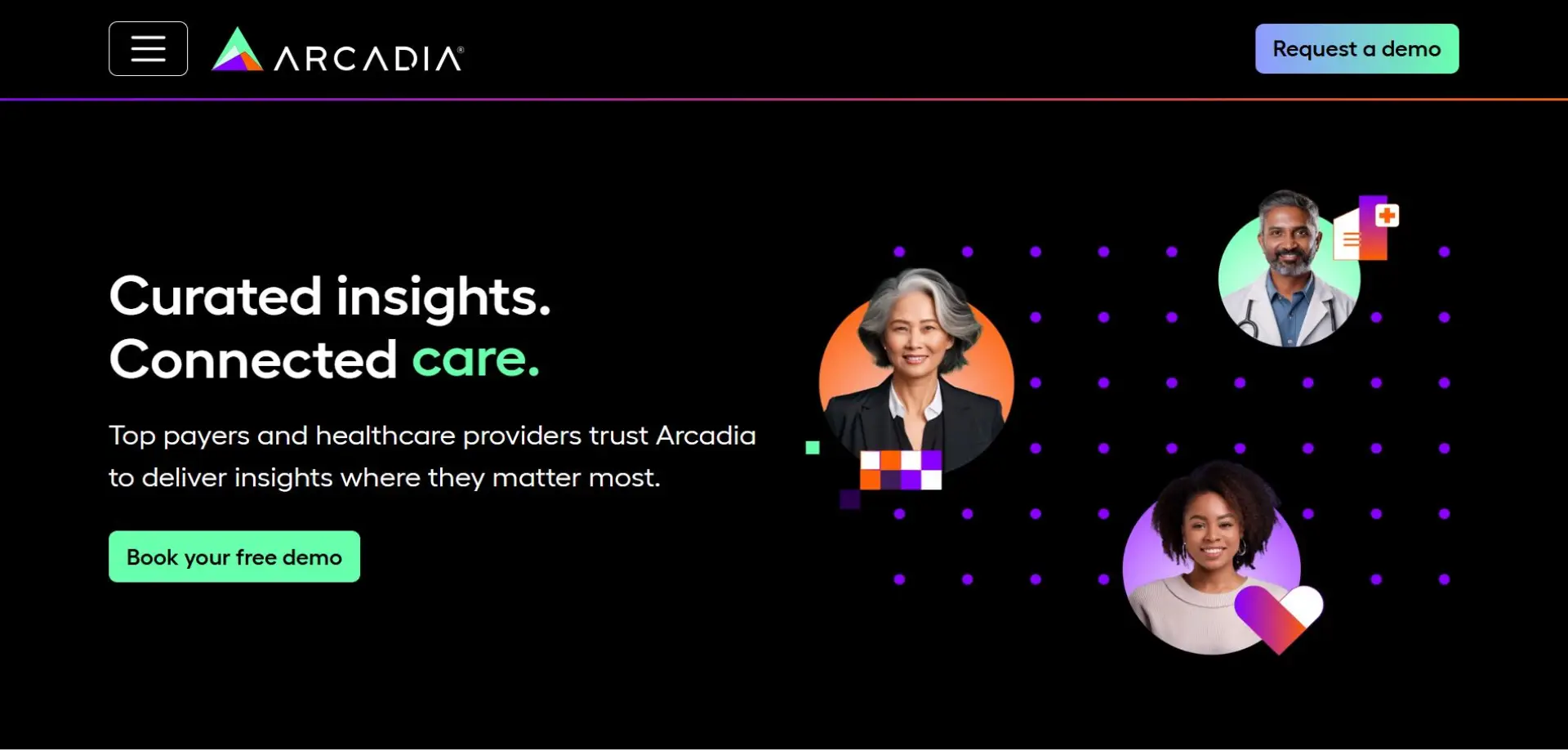 Homepage of Arcadia website
