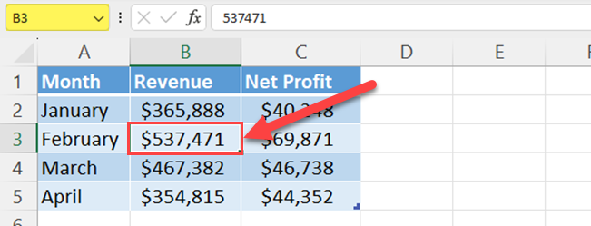 Select any cell within the Excel table