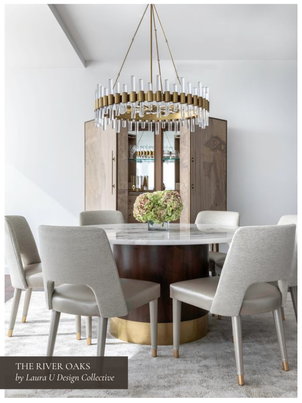 a tray ceiling in a private dining room in high rise apartments in Downtown Houston
