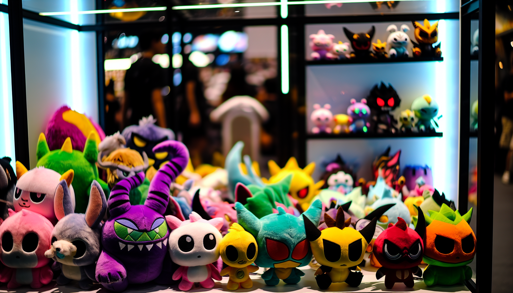 Display of limited-edition plushies