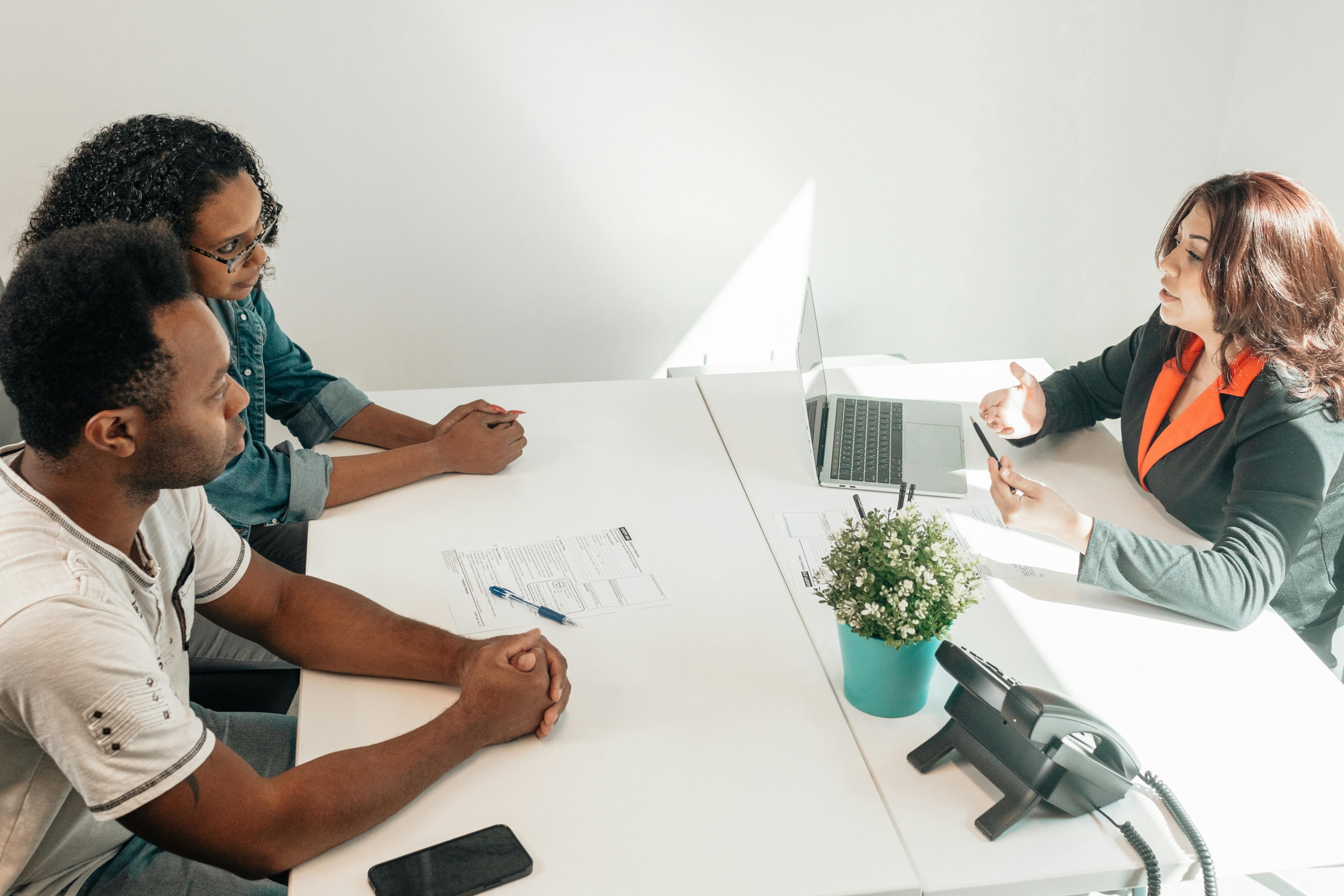 Real estate professional meets with