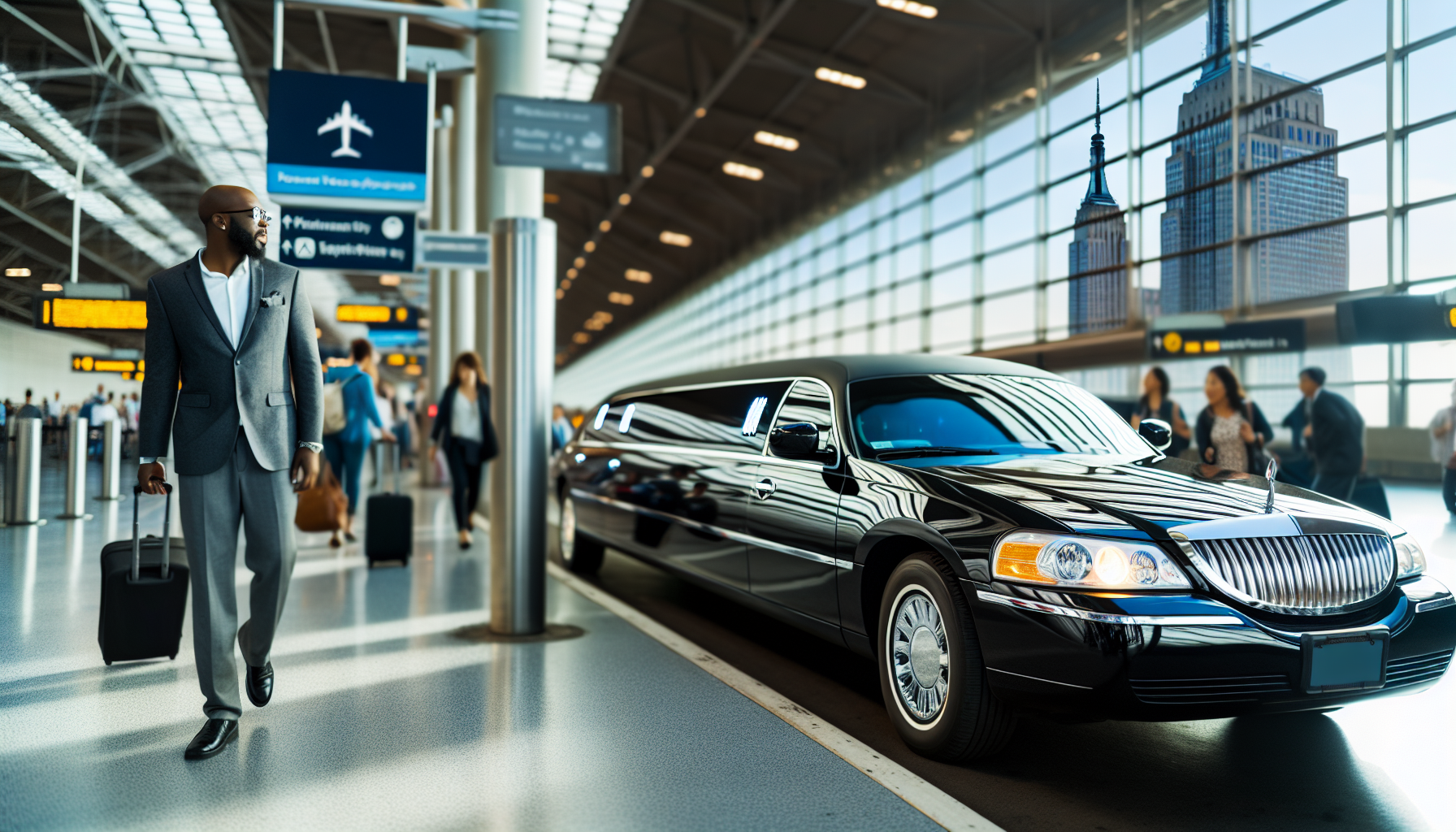 Luxury car waiting at the airport