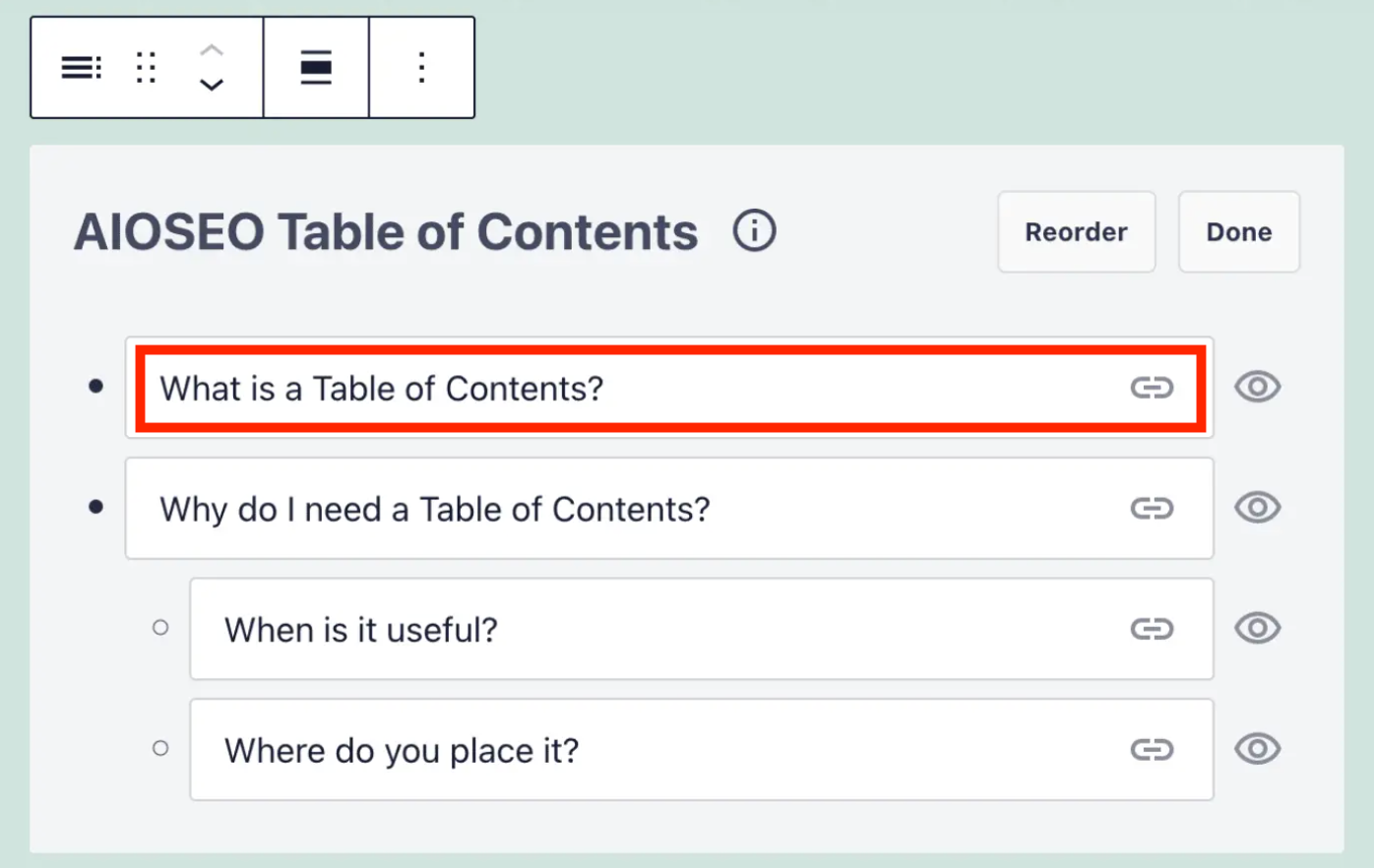 You can edit the titles in the toc using without effecting the content. /Source: aioseo.com 