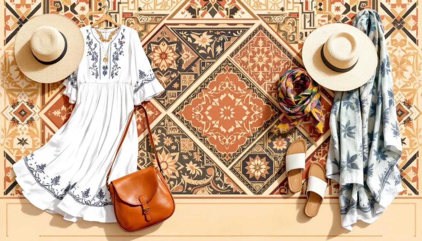 Travel essentials for a Cairo tour, including clothing and accessories.