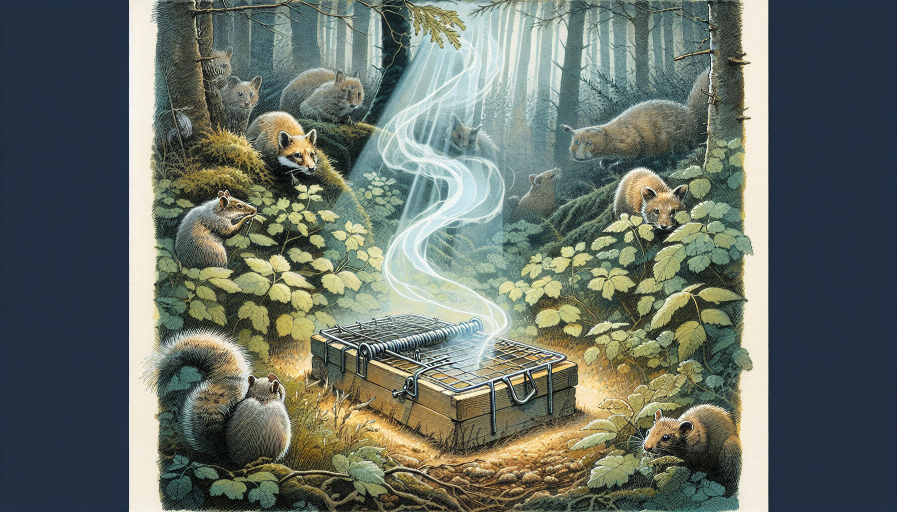 Illustration of a covered trap and eviction scents