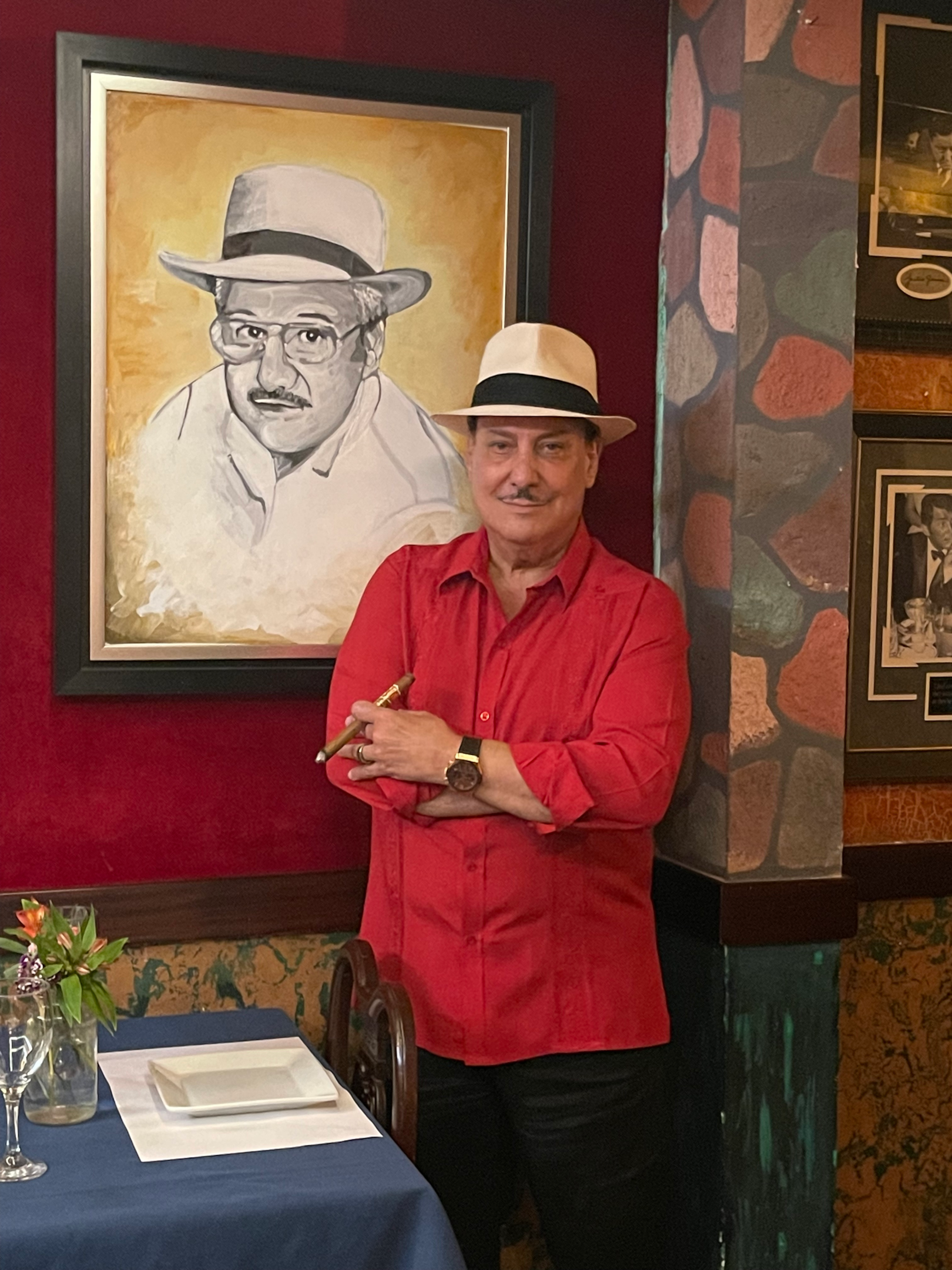 Portrait of Arturo Fuente a father Carlo Fuente in IL PASTICCIO, Santiago de los Caballeros Restaurant in Dominican Republic