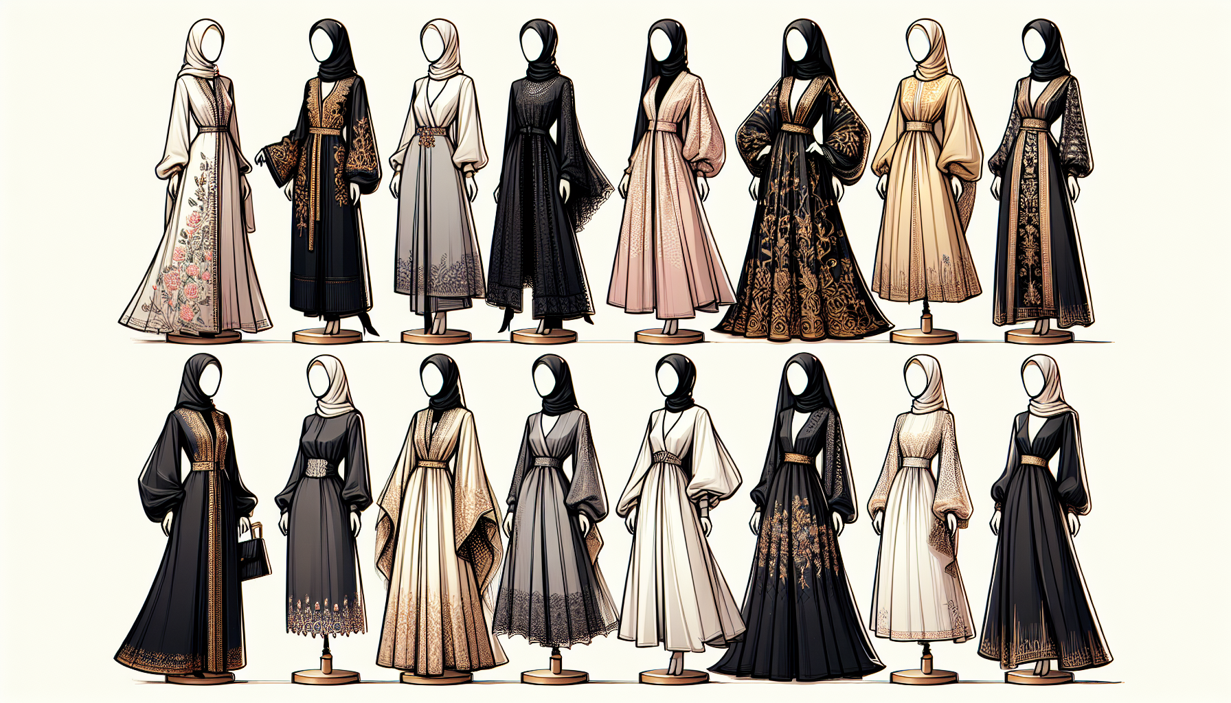 Variety of stylish abayas