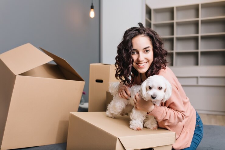 woman and a dog