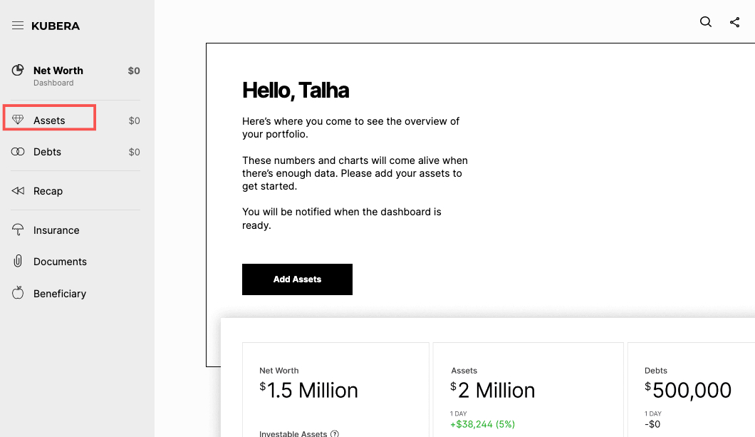 Step 5: Add your assets to the portfolio