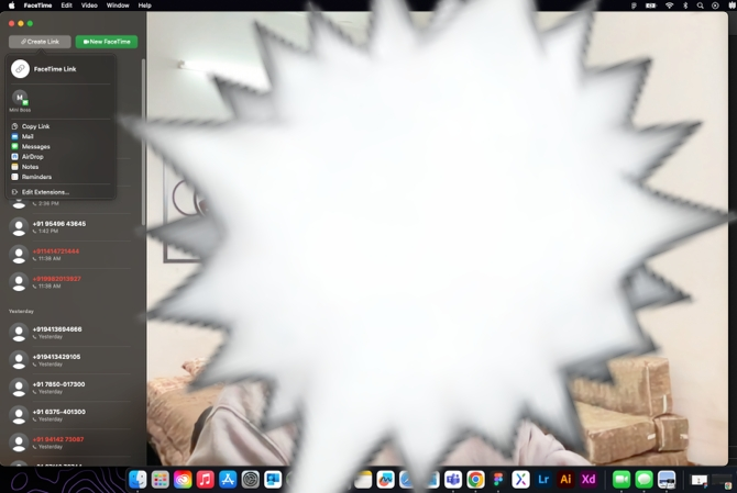 Screenshot of FaceTime on MacBook