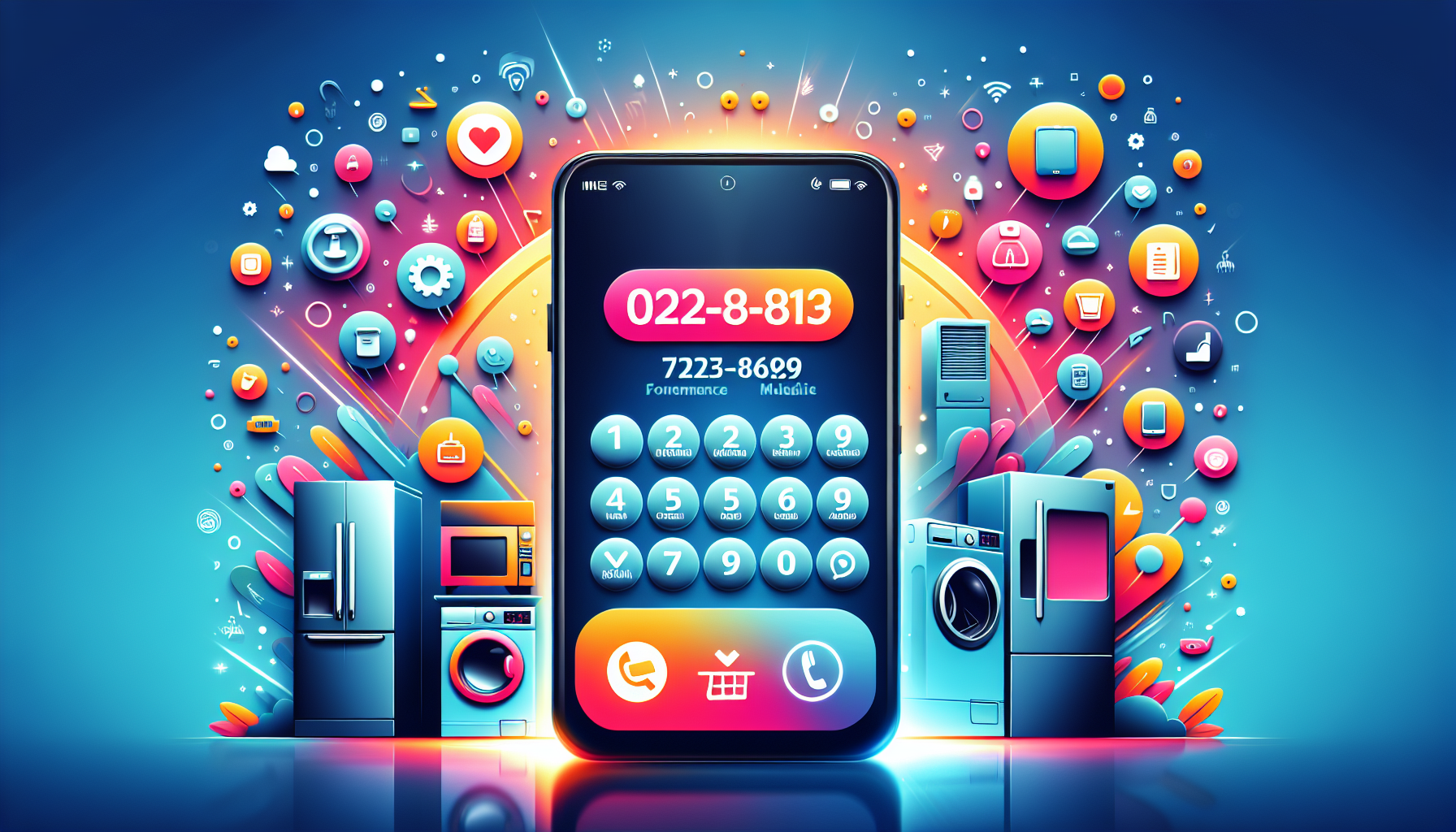 An illustration showing how to contact appliance repair services.