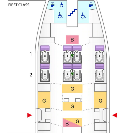 Plan der First Class im Airbus A380