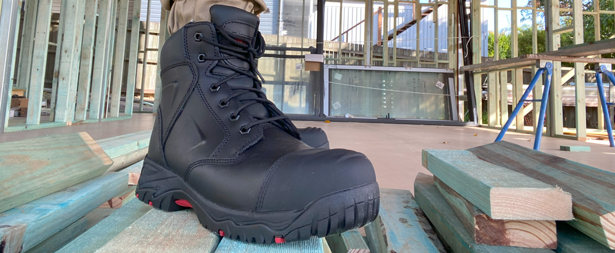 The 300 degree heat resistant outsole on the ergonx work boots is only possible using Nitrile Rubber.