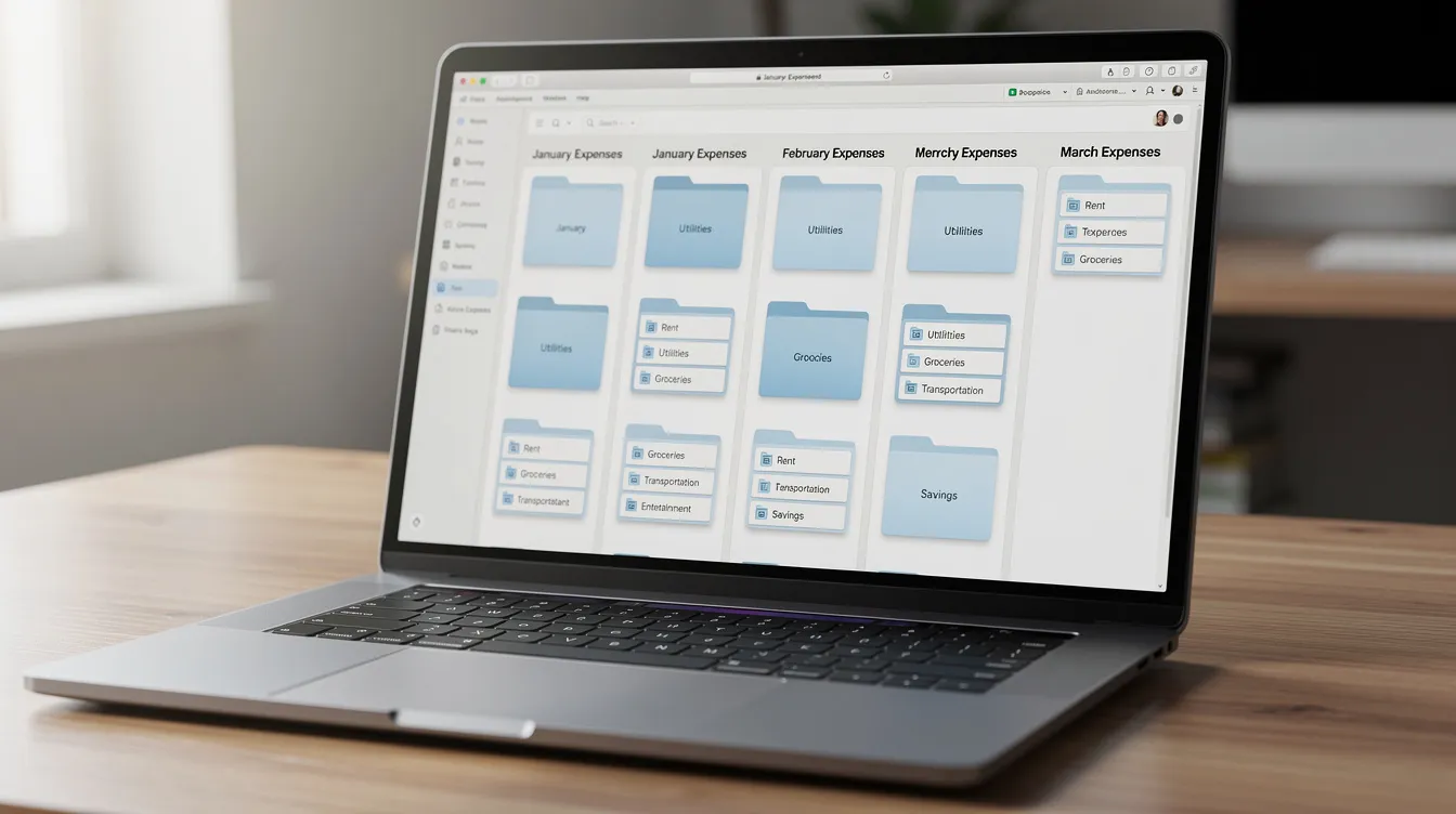 The image displays an organized digital file folder on a computer screen, showcasing various monthly expense categories essential for small business tax preparation. This setup highlights the importance of meticulous tax filing and accounting services for small business owners in Pembroke Pines, Florida.