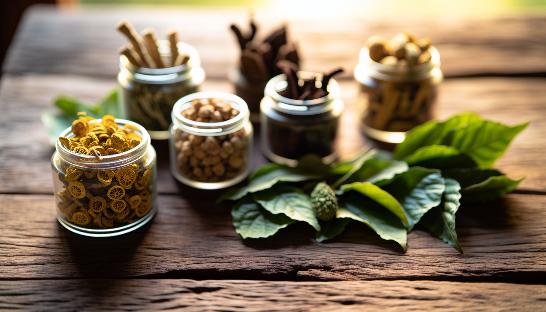 Assortment of dried herbs for natural sleep remedies