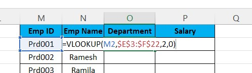 Use the VLOOKUP formula for the department table from Table 2 for the matching column.