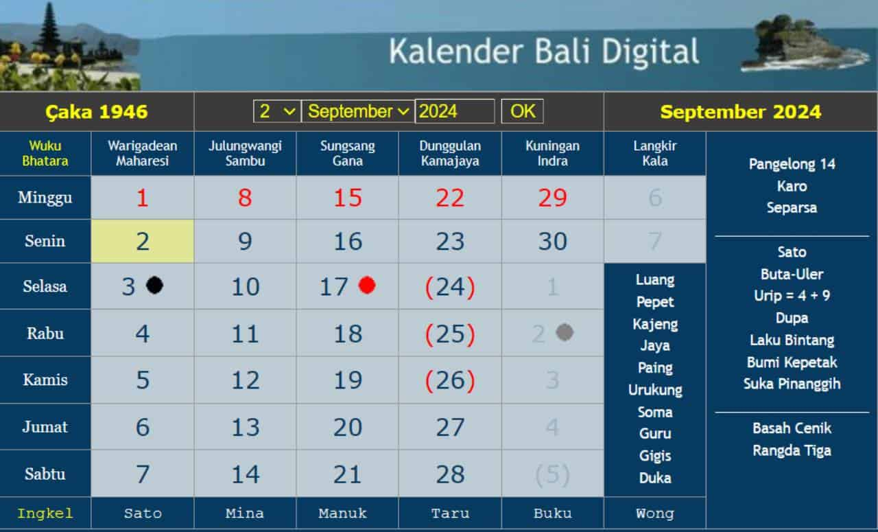 the balinese calendar september